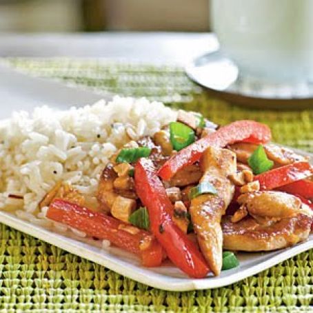 Chicken, Cashew, and Red Pepper Stir-fry