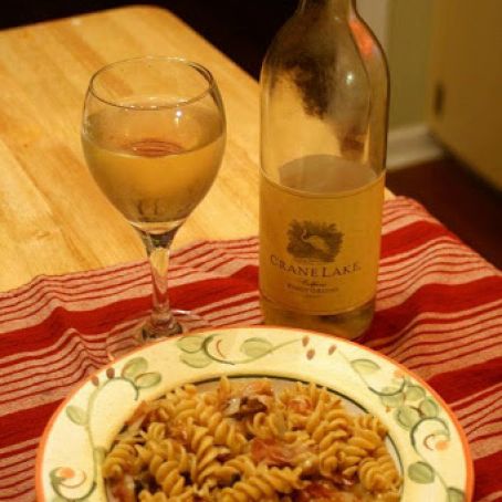 Rotini With Pancetta, Onions, and Mushrooms