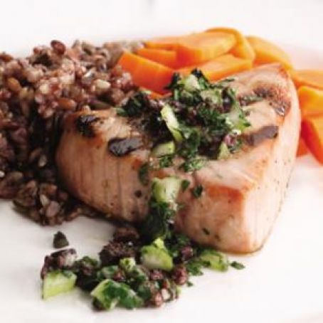 Grilled Tuna with Olive Relish