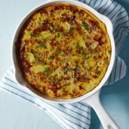 Lovage, Caramelized-Onion & Potato Frittata