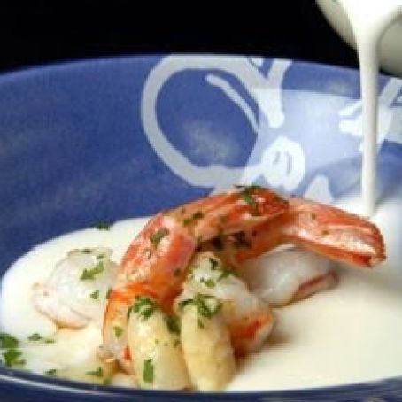 CREMA ESPARRAGOS BLANCOS Y CAMARONES