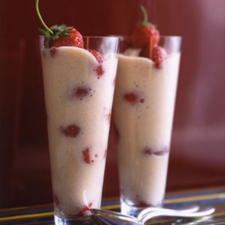 Rhubarb Sabayon with Strawberries