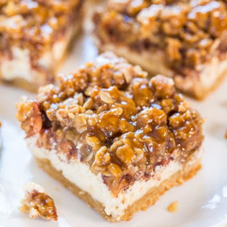 Caramel Apple Cheesecake Crumble Bars