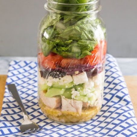Greek Salads in a Jar