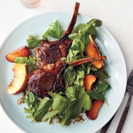 Balsamic Lamp Chops with Stone Fruit and Arugula