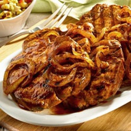Grilled Pork Chops and Onions