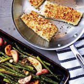 Hazelnut-Crusted Halibut with Roasted Asparagus