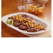 Strip Steaks with Mango-Peach Salsa