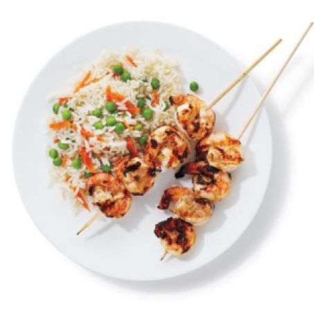 Tandoori Shrimp with Rice and Peas