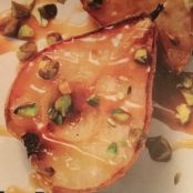 Roasted Pears with Butterscotch Sauce and Pistachios