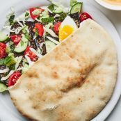 Open-Face Roasted Eggplant & Herb Salad Pita Sandwiches