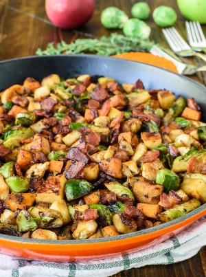 Harvest Chicken, Apple, Sweet Potato, and Brussels Sprouts Skillet Recipe - (4.3/5)_image